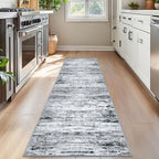 Lansny Modern Abstract Bedroom Runner Rug 2x7, Non-Slip Soft Thin Faux Wool Mat - Image 2