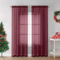 OVZME Burgundy Sheer Curtains 84 inch Length 2 Panels Set, Light Filtering by OVZME