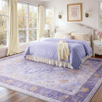 Area Rugs 8'x10' Washable Non-Slip, Floral Vintage Distress Print Pattern - Image 2