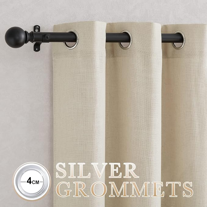 NICETOWN Linen Curtains 108 inch Length 2 Panels, Grommet Semi Sheer Linen - Image 3
