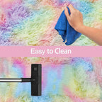 Fluffy Rainbow Rug for Girls Bedroom 3x10 Feet Kawaii Tie Dye Area Rug Colorful - Image 7