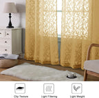 Lecloud Leia Dark Gold Sheer Curtains 72 Inches Long 2 Panels, Airy & - Image 7