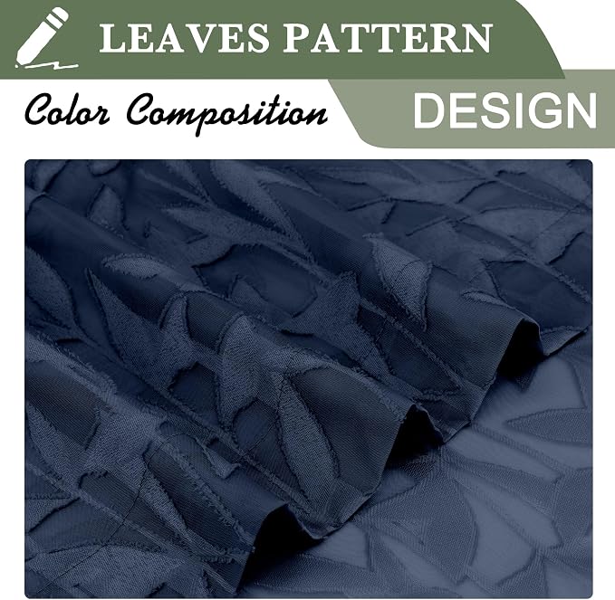 Lecloud Leia 2 PCS Navy Blue Kitchen Curtains 36 Inch Length, Lightweight Clip - Image 9