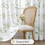 HOMEIDEAS Non-See-Through Sage Green and White Privacy Sheer Curtains 52 X 96 - Image 4