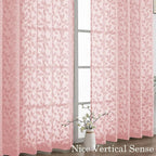 Chyhomenyc Blush Pink Sheer Curtains 84 Inch Length 2 Panels Set, Light - Image 9