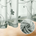 HOMEIDEAS Sage Green Sheer Curtains 63 Inches Length 2 Panels Embroidered - Image 5