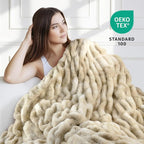 Ultra Soft Cozy Faux Fur Throw Blanket, Fuzzy Plush Thick Bubble Blanket - Image 3