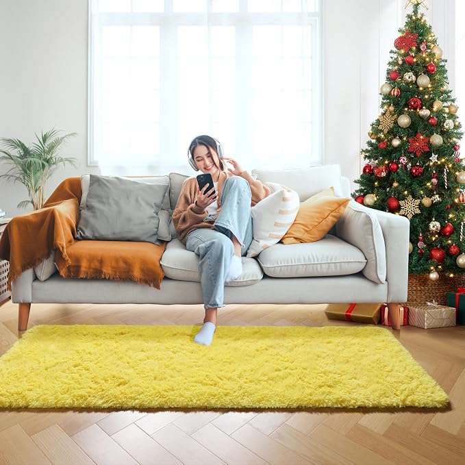 ONASAR Yellow Runner Rugs for Bedroom Living Room, Fluffy 2x6 Bedside Hallway - Image 8