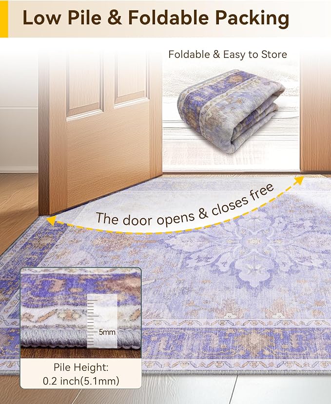RELEANY Area Rugs 2'x8' Runner Rug Non Slip Washable - Image 5