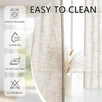 MYSKY HOME Kitchen Semi Sheer Oatmeal Curtains 24 Inch Long, Light Filtering - Image 7