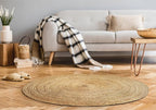 Hausattire Hand Woven Jute Braided Rug, 4’ Round – Natural, Reversible Boho - Image 4