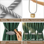 Hion Magnetic Curtain Tiebacks Grey 2pcs, Curtain Tiebacks Buckles Holdbacks - Image 4