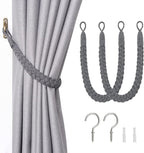 NICEEC 2 Pack Natural Cotton Rope Curtain Tiebacks Elegant Boho Style by NICEEC