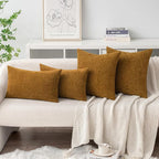 MIULEE Pack of 2 Couch Throw Pillow Covers 18x18 Inch Soft Mustard Chenille - Image 4