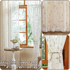 AmHoo 2 Panels Embroidered Leaf Pattern Semi Sheer Curtains Foliage Floral - Image 5
