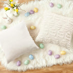 decorUhome Easter Cream White Egg Pillow Covers 16x16 Inch Set of 2, Soft Plush - Image 4