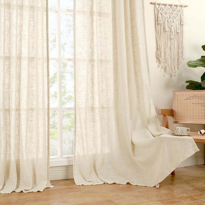 LAMIT Natural Linen Curtains 108 Inch - Image 9