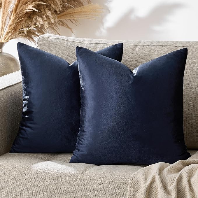 GIGIZAZA Navy Blue Velvet Pillow Covers 24x24, Square Solid Throw Pillow Covers - Image 6