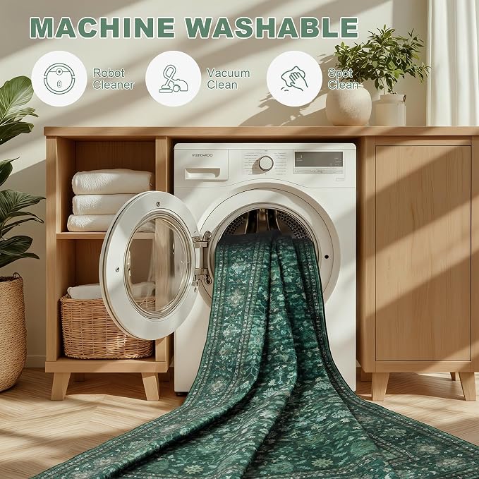 2x3 Area Rugs Living Room Rug: Washable Vintage Distressed Floral Rug No Slip - Image 6