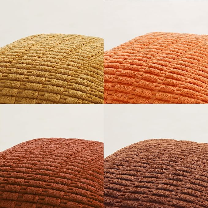 Fancy Homi Set of 4 Burnt Orange Fall Decorative Throw Pillow Covers 14x14 Inch - Image 5