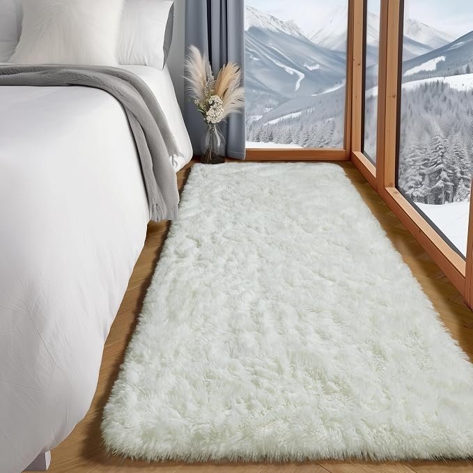 ONASAR Cream White Runner Rugs for Bedroom Living Room, Ivory Fluffy 2x6 - Image 5