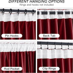 RYB HOME Red Velvet Curtains 84 inches- Room Darkening Curtains Heavy Duty - Image 6