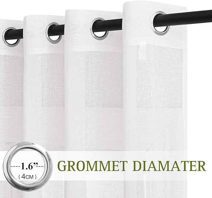 NICETOWN White Sheer Doorway Curtains 80 inches Long, Grommet Semi Sheer Flax - Image 2
