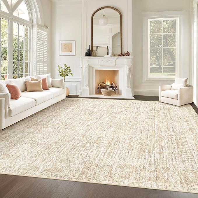 Living Room Rugs 8x10: Washable Moroccan Geometric Boho Rug Farmhouse Non Slip by VECARF