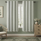 Boho Blackout Curtains 72 Inches Long Sage Green Linen Blend 2 Panels by Unknown