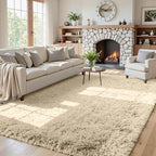 5x7 Area Rugs for Living Room Rug: Soft Fluffy Shag Beige Rugs for Bedroom - Image 2