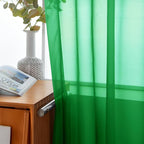 youleyar Solid Sheer Rod Pocket Curtain Voile Draperies 2 Panels White Beige - Image 4