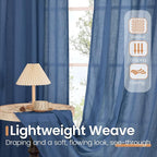 BGment Navy Blue Linen Curtains 54 Inch Length - Image 5