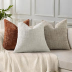 decorUhome Light Brown Chenille Throw Pillow Covers 20x20 Set of 2 Textured - Image 3
