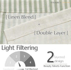 jinchan Linen Valance Curtain Striped Small Window Curtain Double Layer Light - Image 4