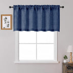 OWENIE Navy Blue Valances for Windows 1 Pcs 24 Inch Length, Light Filtering by OWENIE