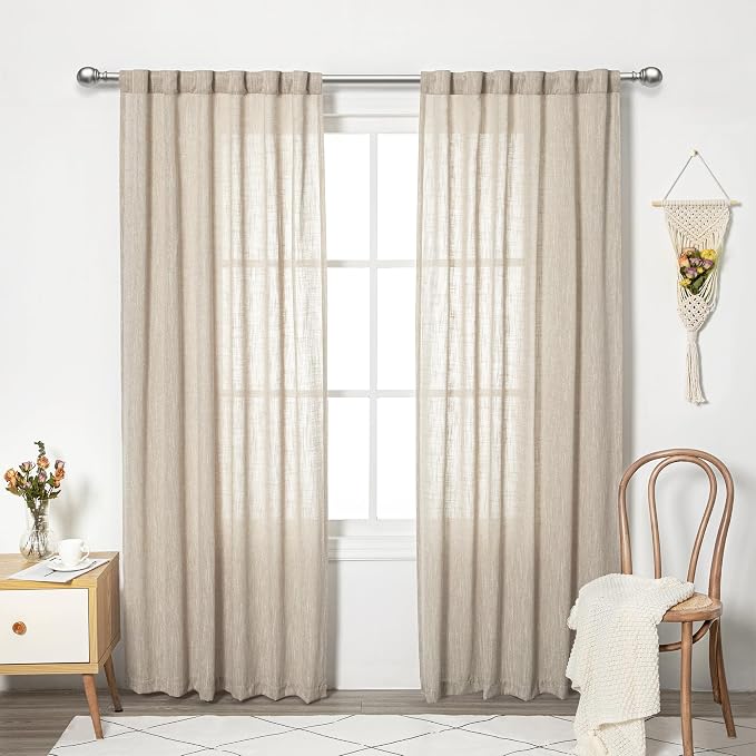 MYSKY HOME Boho Curtains Farmhouse Living Room Curtain Drapes, Light Filtering - Image 2