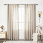 MYSKY HOME Cotton Curtains for Living Room Farmhouse Semi Sheer Light Filtering - Image 2