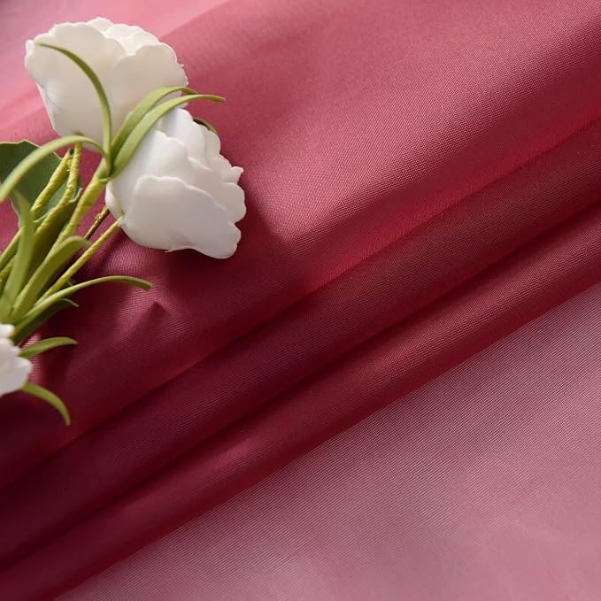 SpaceDresser Burgundy Sheer Curtains 4 Panels Rod Pocket Semi-Sheer Curtain 54 - Image 6