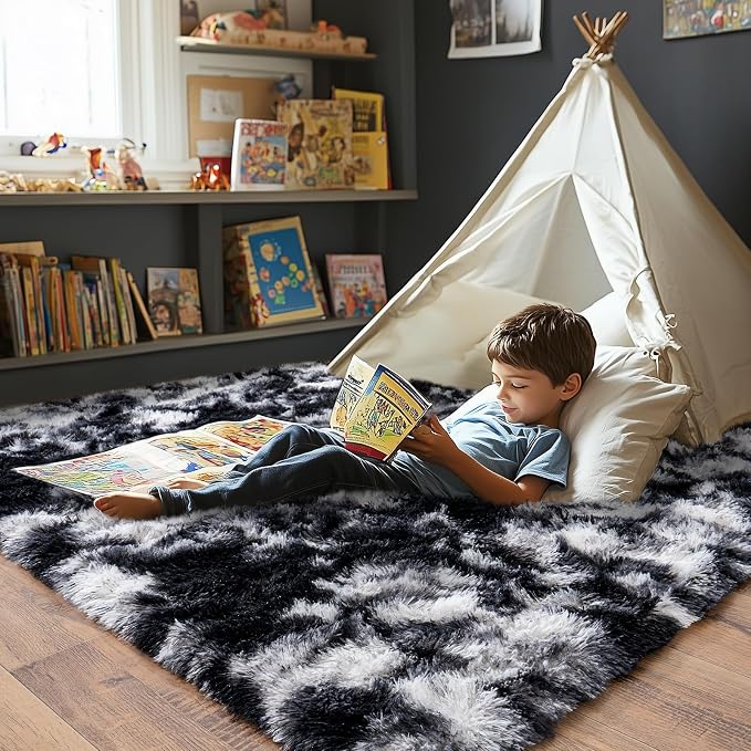 Pionblank Fluffy Area Rug for Bedroom 4x6 Feet, Indoor Plush Carpet, Shag Soft - Image 3