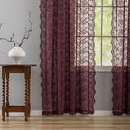 YJ YANJUN Vintage Lace Curtains 72 Inch Length -Dark Maroon Curtains - Image 5