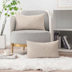 MIULEE Pack of 2 Couch Throw Pillow Covers 12x20 Inch Soft Light Brown Chenille - Image 5