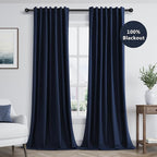 Guken Navy Blue 100% Blackout Curtains 108 Inch Length 2 Panels Set - Image 8