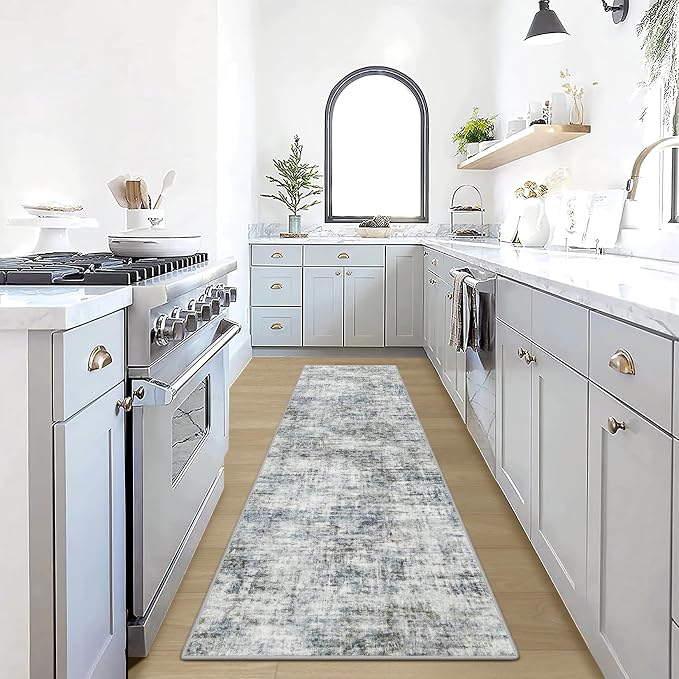 2'6''x8' Runner Rugs Washable Rug: Modern Abstract Hallway Runner Rug Indoor by GENTDRIZZ