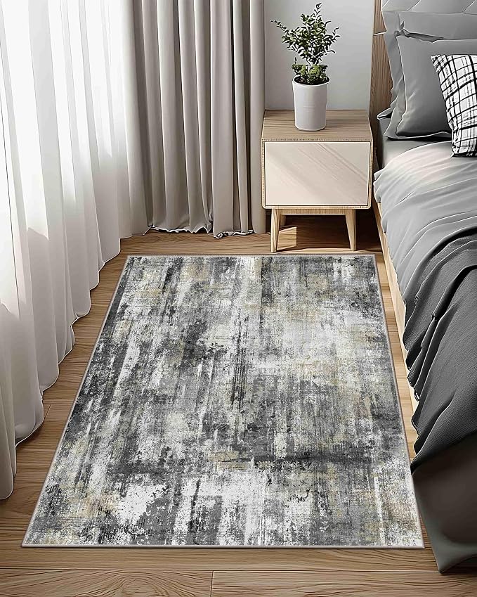 Latte&Fog 3x5 Entryway Rug, Vintage Washable Area Rug, Boho Non Slip Low Pile - Image 2