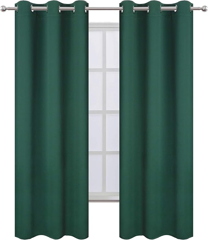 LEMOMO Dark Green Thermal Blackout Curtains/38 x 84 Inch/Set of 2 Panels Room - Image 2