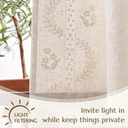 jinchan Belrose Lined Linen Blend Curtains Boho Floral Curtains - Image 5