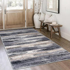 Lansny Modern Abstract 4x6 Living Room Washable Rug Non-Slip Soft Bedroom Area by lansny