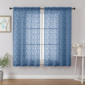 Chyhomenyc Dusty Blue Short Curtains 45 Inch Length 2 Panels, Light Filtering by Chyhomenyc