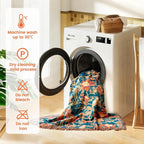 MSGKV Boho Throw Blanket for Couch Chair 100% Cotton Floral Bird Blanket - Image 8