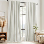 RYB HOME Ivory White 100% Blackout Curtains - Image 2